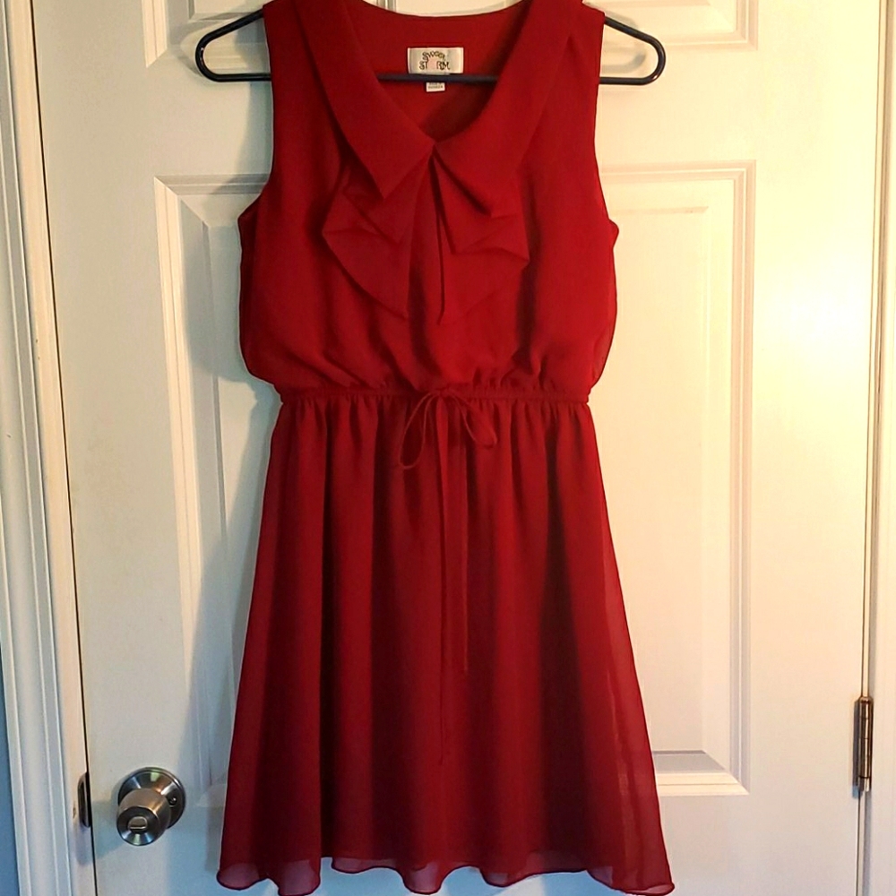 Deep Red Chiffon Dress